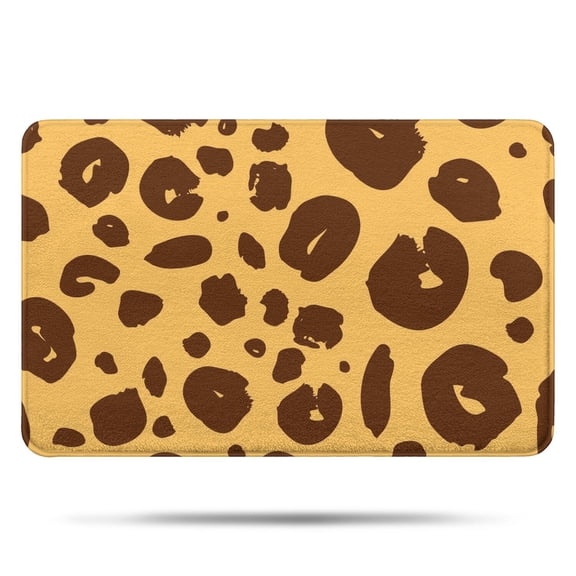 Yellow and Brown Of Leopard Print Bathroom Rugs Mat,Non Slip Microfiber Bathroom Rug,Rubber Backing,Soft Bathroom Mats for Bathroom Floor,Tub and Shower,17x27in(43x68cm)
