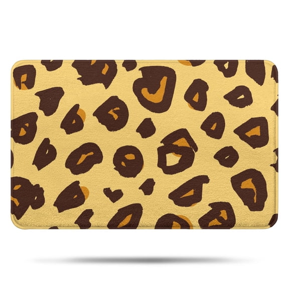 Yellow and Brown Of Leopard Print Bathroom Rugs Mat,Non Slip Microfiber Bathroom Rug,Rubber Backing,Soft Bathroom Mats for Bathroom Floor,Tub and Shower,17x27in(43x68cm)