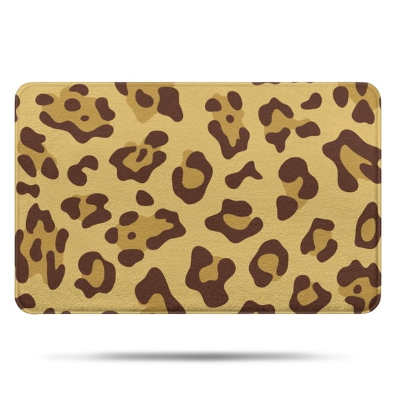 Yellow and Brown Of Leopard Print Bathroom Rugs Mat,Non Slip Microfiber Bathroom Rug,Rubber Backing,Soft Bathroom Mats for Bathroom Floor,Tub and Shower,17x27in(43x68cm)