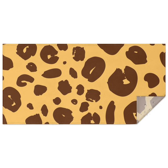 Yellow and Brown Of Leopard Print Rectangle Tablecloth 60"x120",Waterproof Polyester Rectangle Table Cloth, Wipeable Spillproof Polyester Tablecloth for Dining, Camping, Indoor and Outdoor