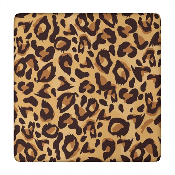 Yellow and Brown Of Leopard Print Square Fitted Tablecloth with Elastic Edge,Square Table Cover,Washable Elastic Table Cover for Home Kitchen Party Decor 34"x34"