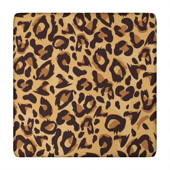Yellow and Brown Of Leopard Print Square Fitted Tablecloth with Elastic Edge,Square Table Cover,Washable Elastic Table Cover for Home Kitchen Party Decor 34"x34"
