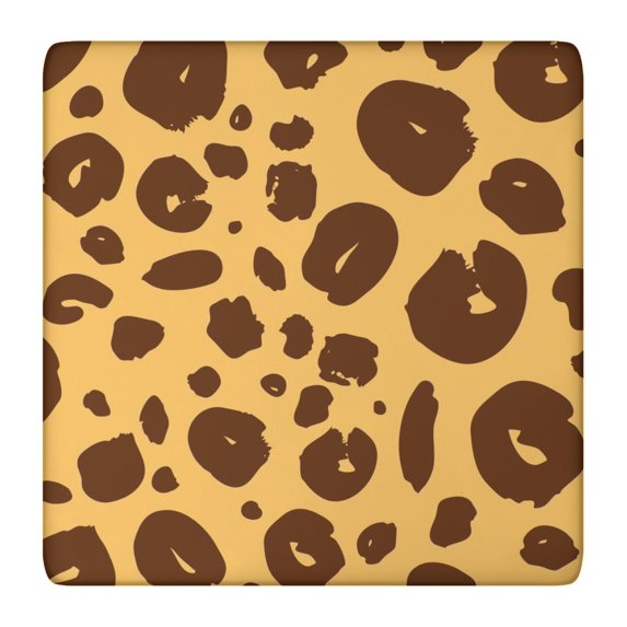 Yellow and Brown Of Leopard Print Square Fitted Tablecloth with Elastic Edge,Square Table Cover,Washable Elastic Table Cover for Home Kitchen Party Decor 36"x36"