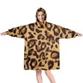 thumbnail image 1 of Yellow and Brown Of Leopard Print Wearable Oversized Blanket,Wearable Blanket Hoodie for Adults,Cozy Hooded Blankets with Super Pockets,Super Warm Fuzzy Pullover for Women & Men, 1 of 6