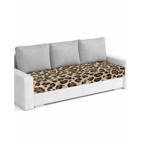 Yellow Brown Leopard Sofa Couch Cushion Covers Washable, Removable Stretchable Sectional Couch Covers, Abstract Art Slipcovers for L & T Shape Sofa Furniture Protector L Size 1 pc