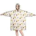 thumbnail image 1 of Yellow Brown Mushroom Small Flower White Pattern Wearable Oversized Blanket,Wearable Blanket Hoodie for Adults,Cozy Hooded Blankets with Super Pockets,Super Warm Fuzzy Pullover for Women & Men, 1 of 6