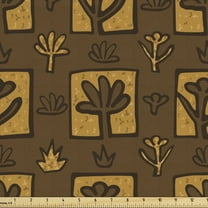 Yellow Brown Sofa Upholstery Fabric by the Yard, Abstract Nature Botanical Layout Inspired by Autumn Tones Pattern, Decorative Fabric for DIY & Home Accents, 1 Yard, Chocolate Dark Yellow by Ambesonne