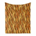 thumbnail image 1 of Yellow Brown Soft Flannel Fleece Throw Blanket, Abstract Continuous Design of Monochrome Mosaic Inspired Waves, Cozy Plush for Indoor and Outdoor Use, 50" x 70", Apricot Mustard, by Ambesonne, 1 of 5