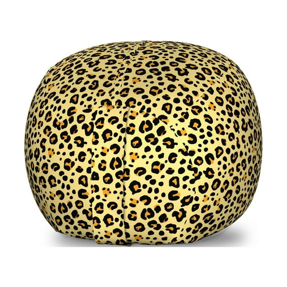 Yellow Brown Storage Toy Bag Chair, Continuous Leopard Print Animal Skin Themed Spots Print, Stuffed Animal Organizer Washable Bag, Small Size, Pastel Yellow Dark Mauve, by Ambesonne