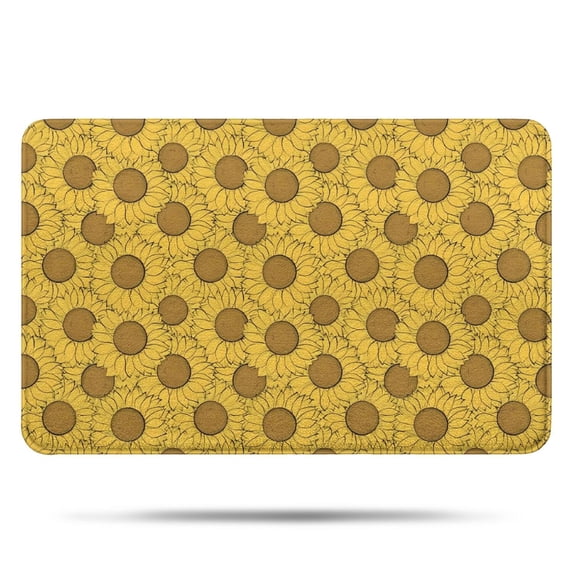 Yellow Brown Sunflower Pattern Bathroom Rugs Mat,Non Slip Microfiber Bathroom Rug,Rubber Backing,Soft Bathroom Mats for Bathroom Floor,Tub and Shower,17x27in(43x68cm)