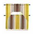 thumbnail image 1 of Yellow Brown Swag Curtains for Living Room/Bedroom Windows, Farmhouse Wood Grain Vintage Striped Kitchen Curtains and Valances Set 36 Inch Length, Light Filtering Swags Valance Curtain Panels, 1 of 5