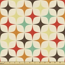 Ambesonne Yellow and Brown Fabric by the Yard Upholstery, Geometric Stars, 10 Yards, Orange Champagne