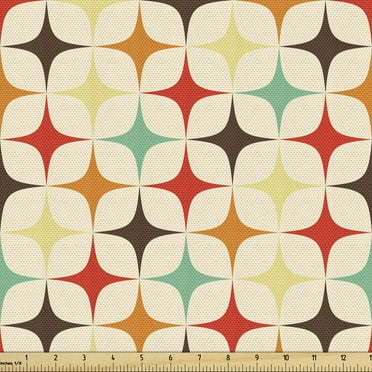 Ambesonne Yellow and Brown Fabric by the Yard Upholstery, Geometric Stars, 10 Yards, Orange Champagne
