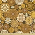 thumbnail image 1 of Ambesonne Yellow Brown Fabric by the Yard Upholstery, Round Retro Daisies, 5 Yards, Amber Dark Yellow, 1 of 4