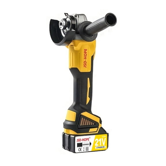Yellow Brushless Cordless Angle Grinder-5-Inch High-Power Lithium-Ion Grinding&Polishing Tool, 12000 RPM with Safety Lock for Metalworking