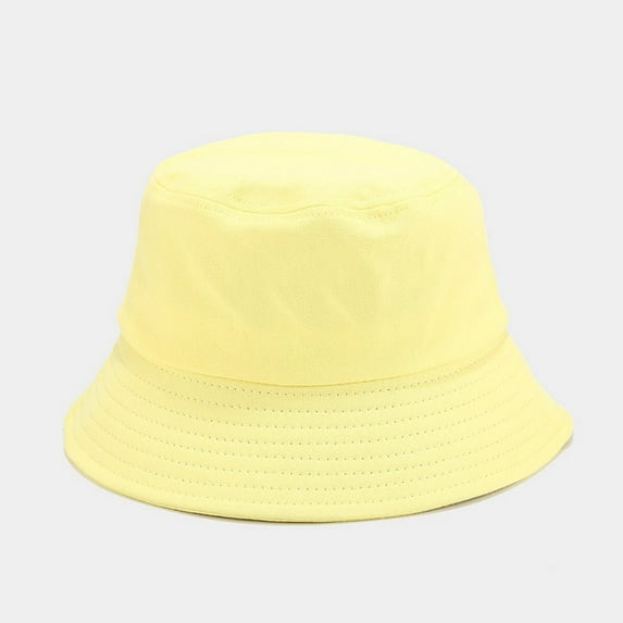 Yellow Bucket Hats Soild Summer Travel Beach Sun Hat Cap Unisex
