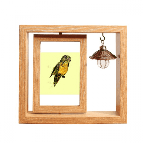 Yellow Budgie Parrot Bird Wooden Rotating Picture Photo Frame 4x6