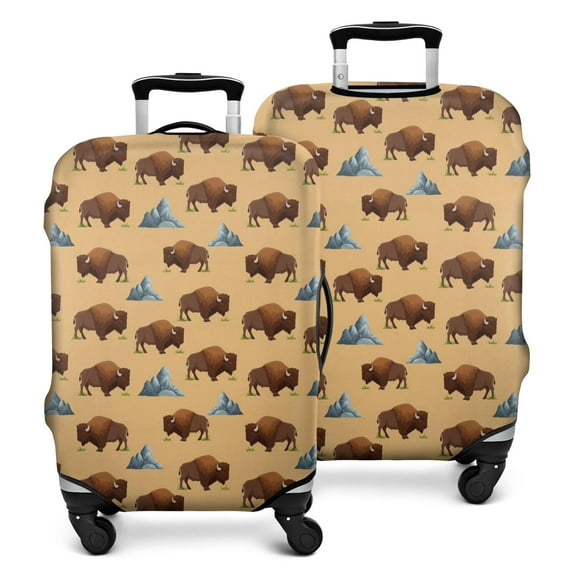 Yellow Buffalo Mountain Pattern Luggage Cover Fashion Suitcase Cover Baggage Covers Fit 25-28 Inch Luggage (Go Travel)