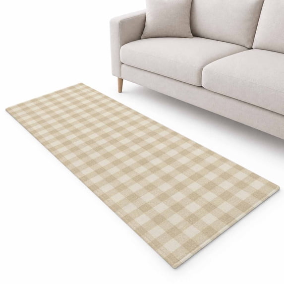 Yellow Buffalo Plaid Runner Rug 2.6'x8', Minimalist Gingham Check Retro ...