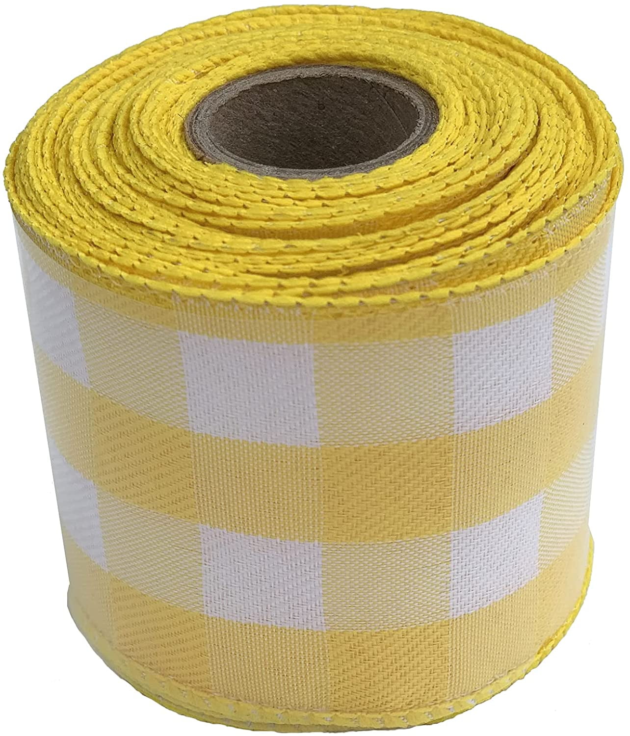 Yellow Buffalo Plaid Wired Ribbon - 2 1/2 Inch x 10 Yards, Easter, Spring, Summer Decor, Wreath, Farmhouse Decor, Fundraiser, Gift Basket, Birthday, Wedding, Fall, Christmas