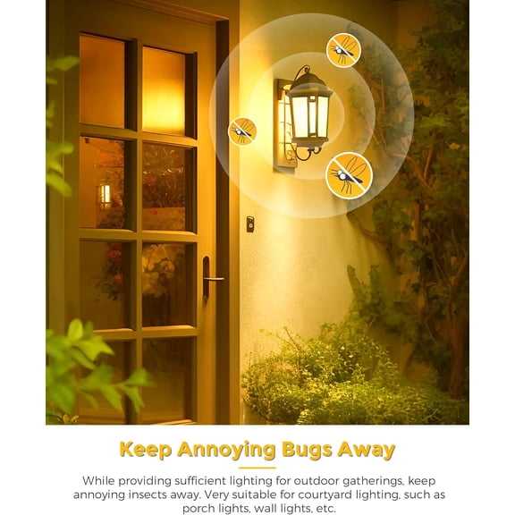 Yellow Bug Light Bulb Outdoor, 100W Equivalent Yellow Amber Bulbs, 11W BR30 LED Flood Lighting Not-Attracting Bugs Lights for Porch Lights, E26 Base 5/6 inch Recessed Can Light Bulbs, 2 Pack