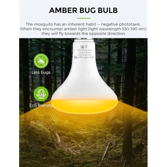 Yellow Bug Light Bulbs Outdoor, 65W Equivalent BR30 Bug Flood Lights for Outside, Non-Attracting, 11W Amber Porch Lights, E26 Base, Non-Dimmable, for Patio Deck Backyard, 3 Pack