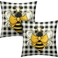 thumbnail image 1 of Yellow Bumble Bee Pillow Covers 18x18 Set of 2 Black White Buffalo Plaid Pillow Covers Summer Spring Themed Decorative Cushion Cases Home Decor for Couch Bed Holiday, 1 of 5