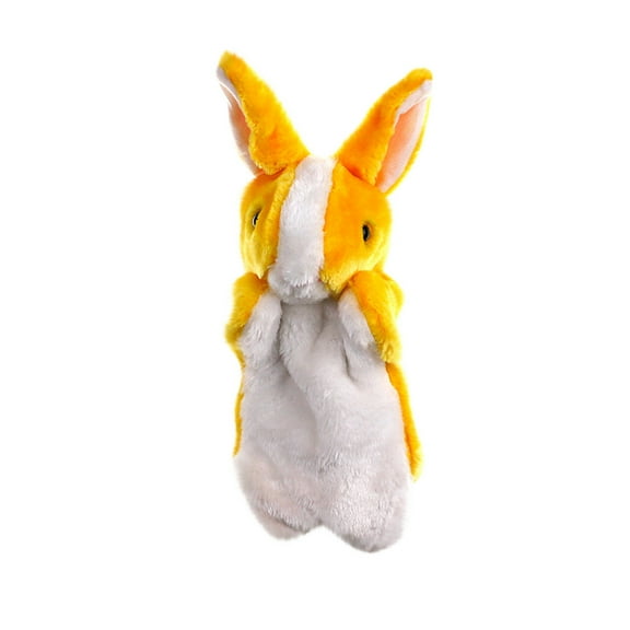 Yellow Bunny Plush Hand Puppet Glove Toy Cute Rabbit Finger Doll Kids Storytelling Fun Play