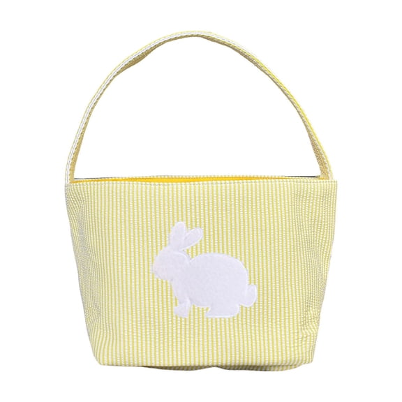 Yellow Bunny Shaped Easter Basket With Handles Yellow Pastel Candy Bag For Holiday Celebrations Childrens Gift Idea And Festive Home Table Decor