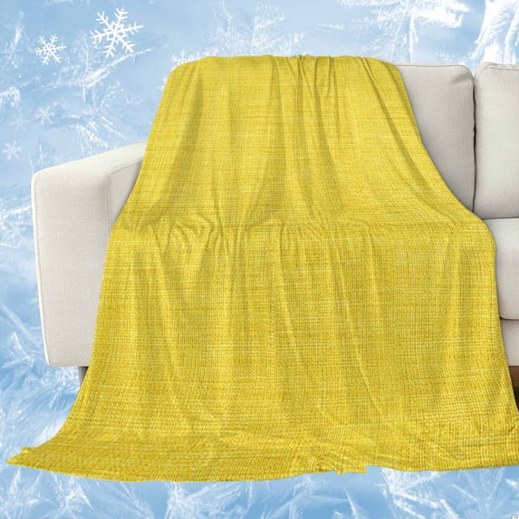 Yellow Burlap Texture Cooling Blanket, Lightweight Breathable Summer Throw Blanket with Double Sided Cold Effect, Farmhouse Vintage Yellow Picnic Beach Blankets Bed Sheet for Hot Sleepers 30"x40"