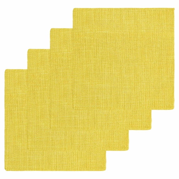 Yellow Burlap Texture Dish Towels Set, Waffle Weave Kitchen Towels 4 Pieces, Farmhouse Vintage Yellow Microfiber Hair Face Bath Tea Towel Absorbent Quick Drying Cleaning Dish Cloths, 12"x12"