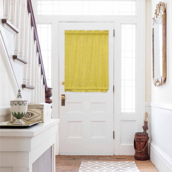 Yellow Burlap Texture Door Curtains for Door Window, French Sidelight Front Back Door Curtains With Tieback, Farmhouse Vintage Yellow Kitchen Rod Pocket Drapes Panel, 54"x40"