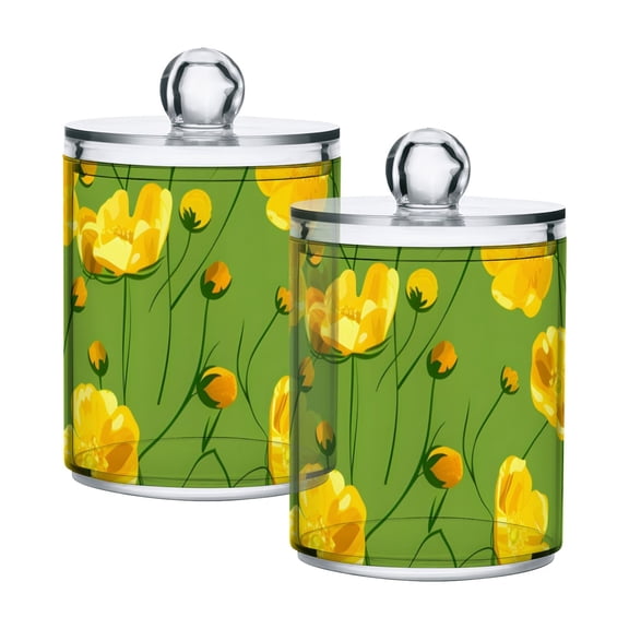 Yellow Buttercups Translucent Plastic Cans Storage Canisters with Lid Set of 2