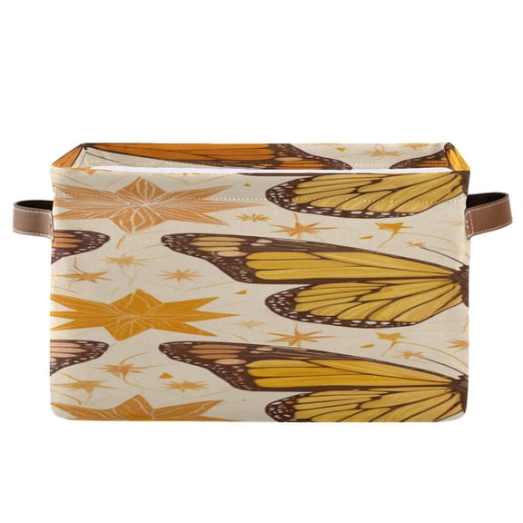 Yellow Butterflies Octagram Star Patterns Square Storage Bins with Handles Collapsible Containing Box 1 Pack