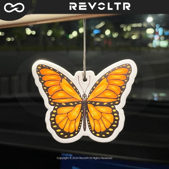 Yellow Butterfly Car Air Freshener Hanging Pendant, Cute Butterfly Rearview Mirror Decor Perfume, Scented Car Interior Accessory for Car, Living Room, Bedroom, Closet, Home Fragrance Decoration