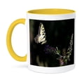 thumbnail image 1 of Yellow Butterfly Getting Nectar From Purple Flowers., 11oz Two-Tone Yellow Mug, 1 of 7