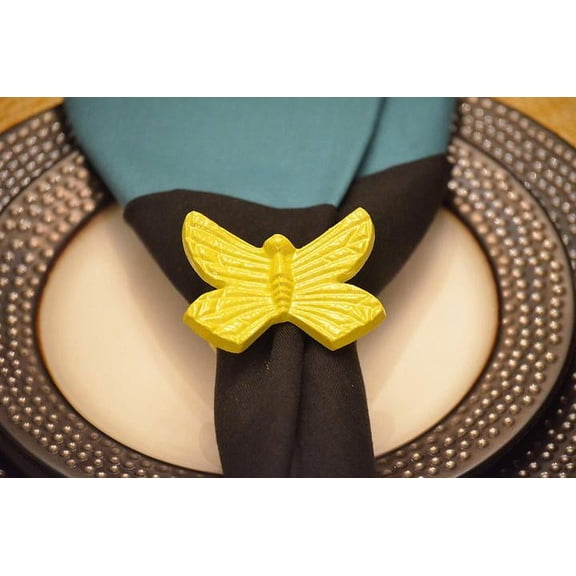 Yellow Butterfly Napkin Ring Set of 4
