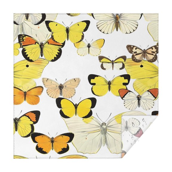 Yellow Butterfly Pattern Square Tablecloth,Waterproof Square Table Cover,Wipeable Spillproof Washable Table Cover for Home Kitchen Party Decor 42"X42"(107x107cm)