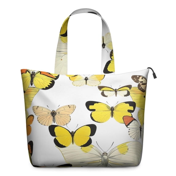Yellow Butterfly Pattern Travel Tote Bags for Women Carry On,Large Weekender Bags for Women Travel,Multi Functional Duffle Bag for Work,Shopping,Sports