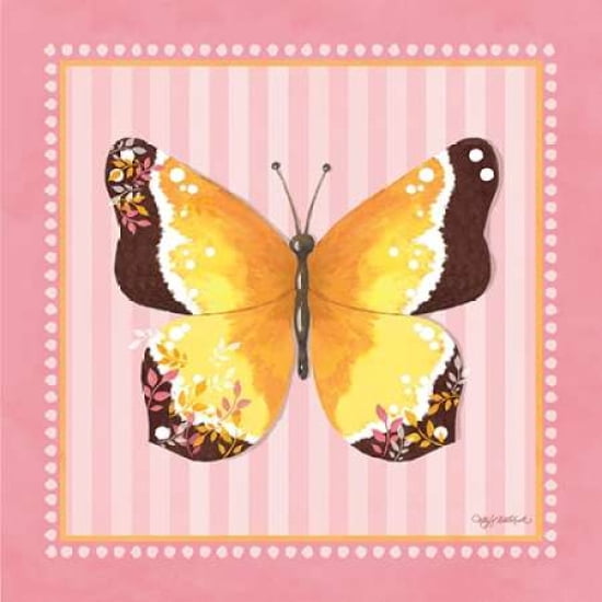 Yellow Butterfly - Stripe Canvas Art - Kathy Middlebrook (24 x 24)