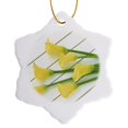 thumbnail image 1 of 3drose, Yellow Callas Lillies, 3 inch Snowflake Porcelain Ornament, 1 of 7