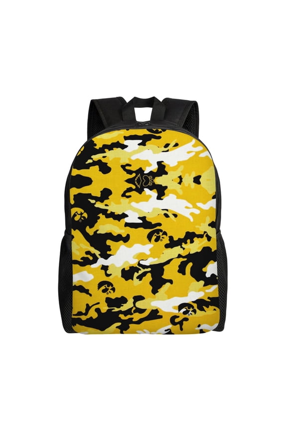 Yellow Camouflage Backpack Travel Bag For Men Women Lightweight Back Pack With Laptop Compartmen