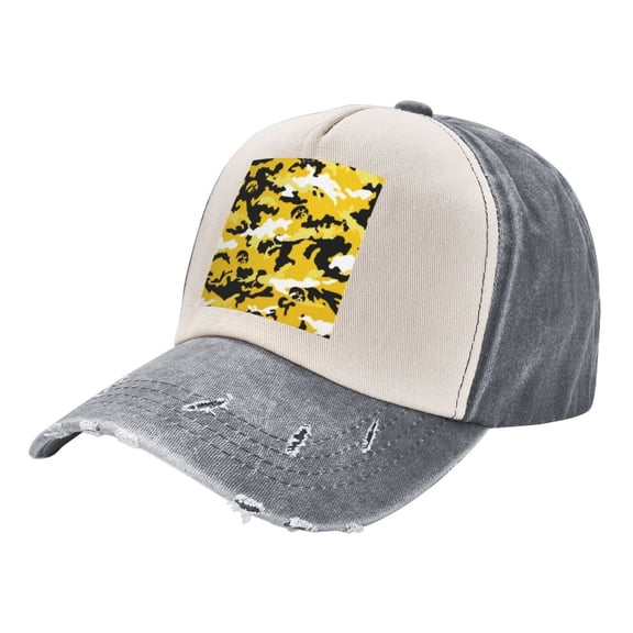 Yellow Camouflage Distressed Baseball Cap Dad Hats for Men Women Vintage Trucker Hat Low Profile Ball Caps