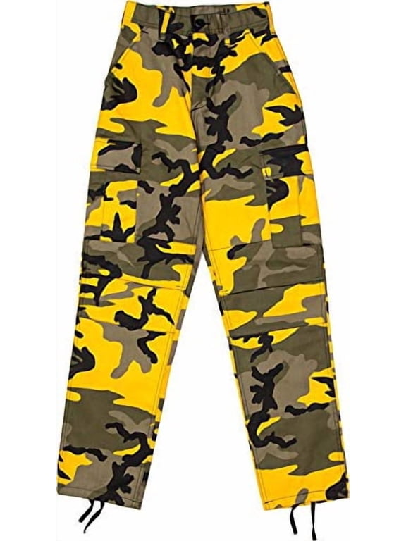 Yellow Camouflage Military BDU Pants Cargo Fatigues Fashion Trouser Camo Bottoms (3X-Large)