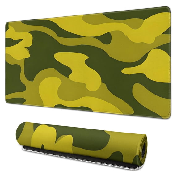Yellow Camouflage mouse Padswaterproof,rubber+multispandexnon Slip the Camouflage Seriesgaming Mouse PadDesk Pad for Office Home Game 31.5x15.7inches