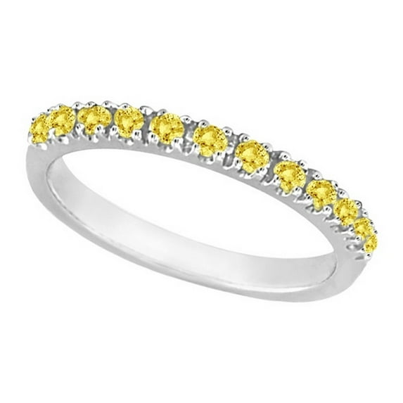 Yellow Canary Diamond Stackable Ring Band 14k White Gold (0.25 ct)