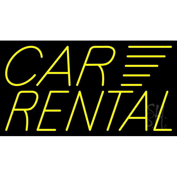 Yellow Car Rental LED Neon Sign 13 x 24 - inches, Clear Edge Cut Acrylic Backing, with Dimmer - Bright and Premium built indoor LED Neon Sign for automotive store, and mall.