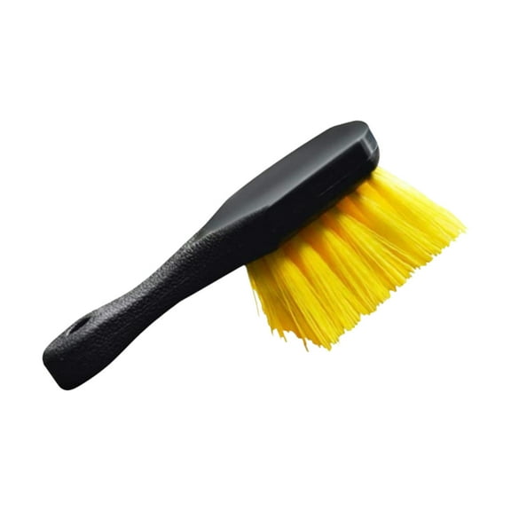 Yellow Car Wheel Brush Tire Cleaning Brush With Hard And Soft Bristles For Steel Rim Crevice Degreasing 1Pc Size 8.8X4.3X3.9In Net Weight 0.66Lb