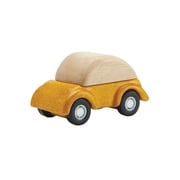 PlanToys  Yellow Car Wooden Montessori Vehicle Toy | Early Movement, Imagination and Practical Life Exploration | Eco Friendly Car for Indoor and Outdoor Play