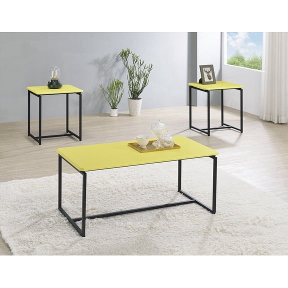 Yellow Carbon Fiber Coffee Table Set - Medium Density Fiberboard for Living Room, Easy to Clean